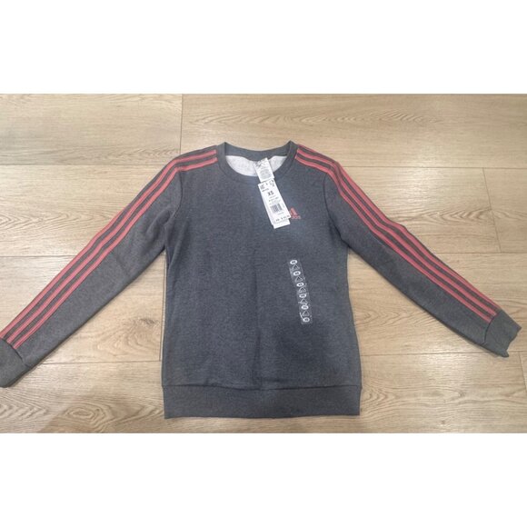 adidas Sweaters - Adidas Womens XS Gray Sweatshirt With Coral Stripes & Logo - W 3S FL SWT
